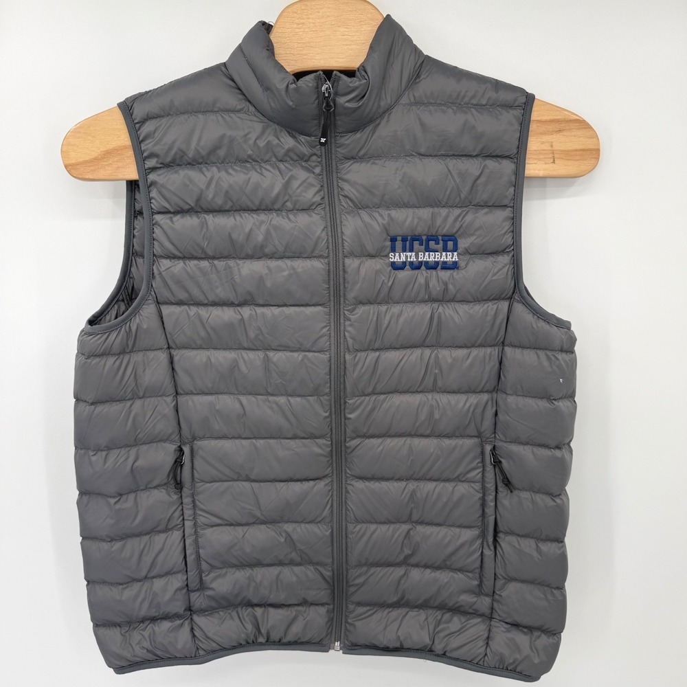 32 Degrees Vest Mens XL Pewter UCSB Santa Barbara Light Down Packable 16700